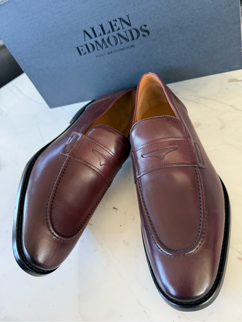 New Allen Edmonds Eli Leather Penny Loafers - Picture 2 of 16